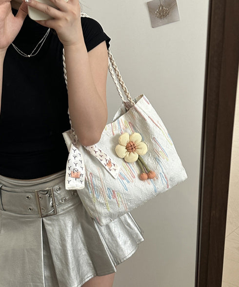 スカーフ付き 大容量トートバッグ 韓国風 レディース 女性バッグ おしゃれ 肩掛けバッグ 軽量 立体花ポイントバッグ  マザーズバッグ カジュアル鞄 手提げバッグ 98ZHUOQ-001